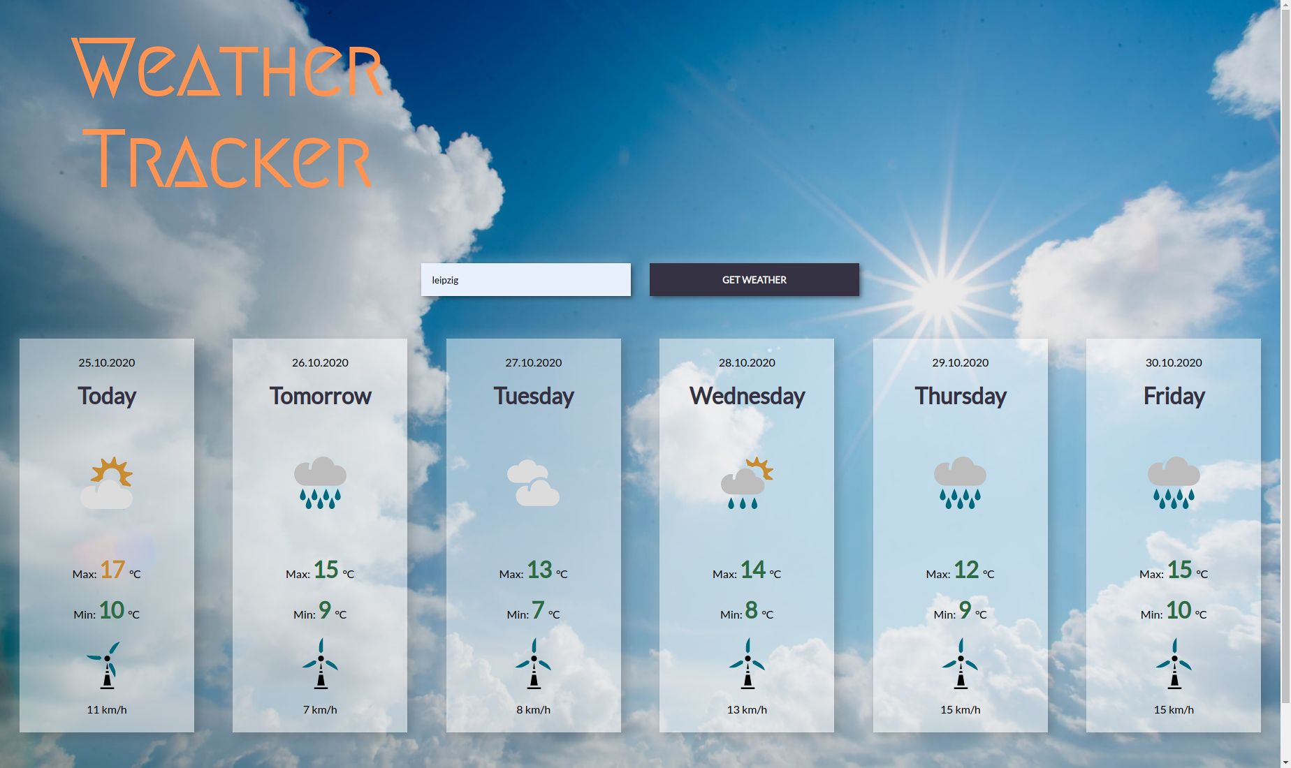 photo of the weather tracker project